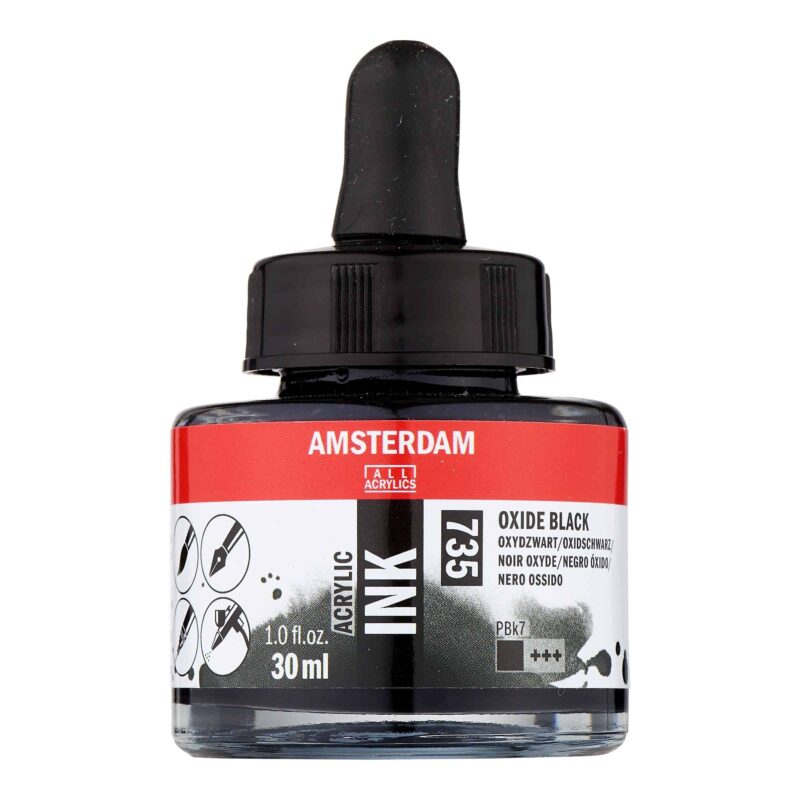 acrylic-ink-bottlel-30ml-17207350 Акрилен туш Acrylic Ink 735 Оксидно Черно – 30 мл бутилка за рисуване